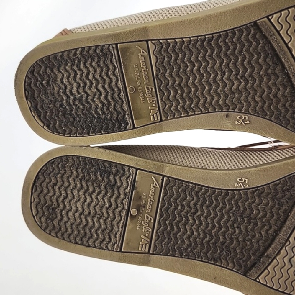 American Eagle Women's Loafer Boat Shoe Tan Textile Faux Suede Size 5.5 - Picture 11 of 16